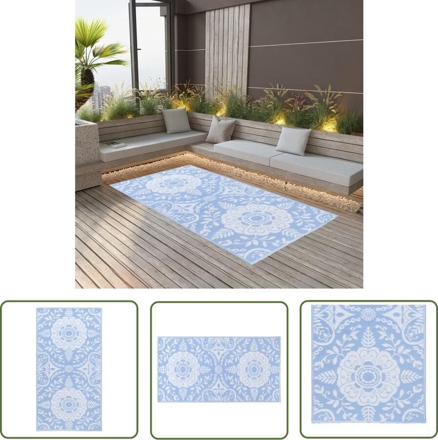 The Living Store Buitenkleed ARAKIL 80x150 cm PP babyblauw Tuintapijt Buitentapijten Patio Tapijten Outdoor Tapijt Blauw Tapijt