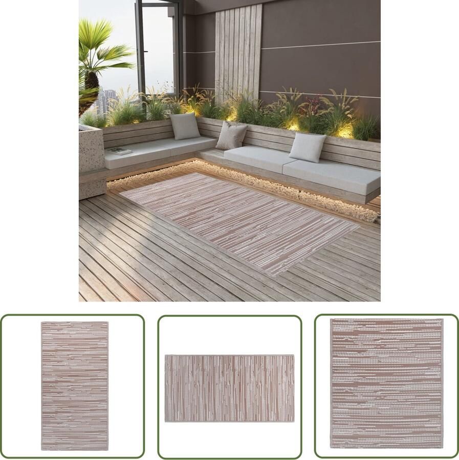 The Living Store Buitenkleed ARAKIL 80x150 cm PP bruin Tuintapijt Outdoor Vloerbedekking Patio Dekens Terrasdecoratie Bruine Tapijten