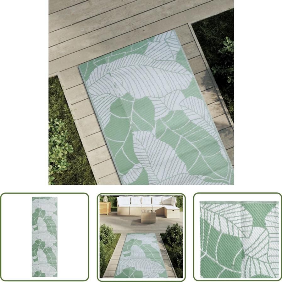 VidaXL Tuintapijt Buitenkleed ARAKIL 80x250 cm polypropeen groen Terrasdecoratie Groene Kleed Polypropeen