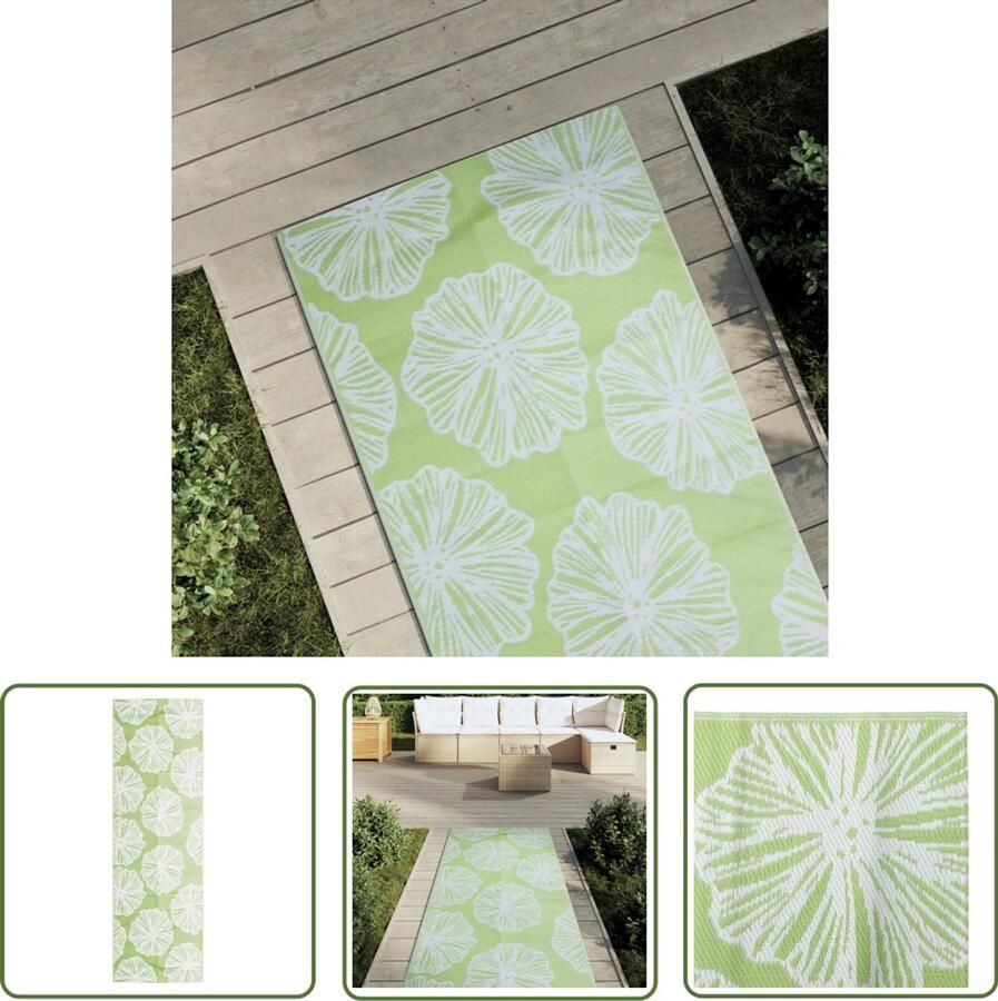 VidaXL Tuintapijt Buitenkleed ARAKIL 80x250 cm polypropeen groen Terrasdecoratie Patiokleed Loungebekleding
