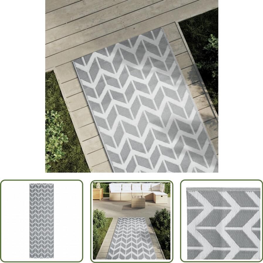 VidaXL Tuintapijt Buitenkleed ARAKIL 80x250 cm PP grijs Patio Dekens Terrasdecoratie Polypropylene