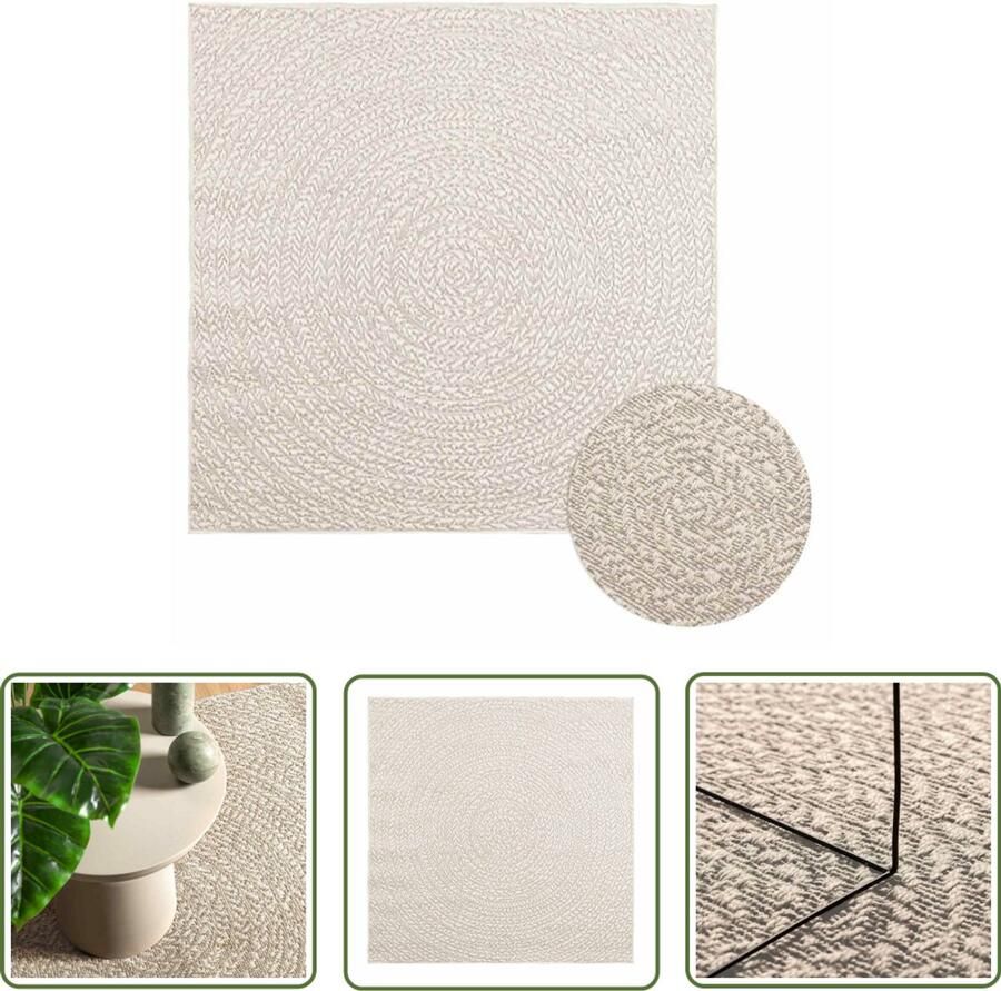 The Living Store Vloerkleed ZIZUR room binnen en buiten 120x120 cm jute look Vloerkleed Tuintapijt Outdoor Tapijt Patio Dekking Veranda Mat