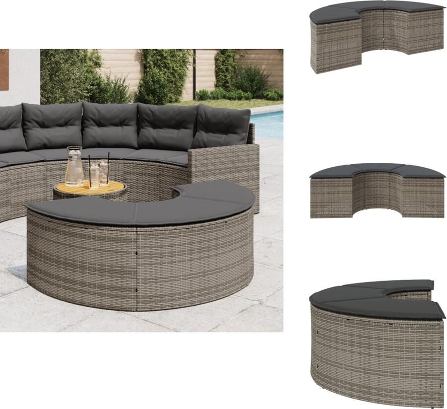 VidaXL Tuinvoetenbank Tuinvoetenbanken Voetenbank Voetenbankje Buiten Tuinvoetenbank met kussen poly rattan grijs