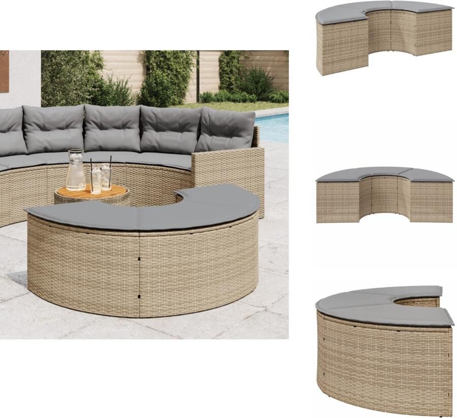 VidaXL Tuinvoetenbank Tuinvoetenbanken Voetenbank Voetenbankje Buiten Tuinvoetenbank met kussen poly rattan beige