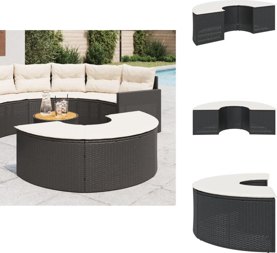 VidaXL Tuinvoetenbank Tuinvoetenbanken Voetenbank Voetenbankje Buiten Voetensteun met kussen poly rattan zwart