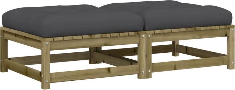 VidaXL Tuinvoetenbanken Grenenhout Set van 2 Voetbank Tuinstoel Buitenbank Lounge Bank Relaxfauteuil