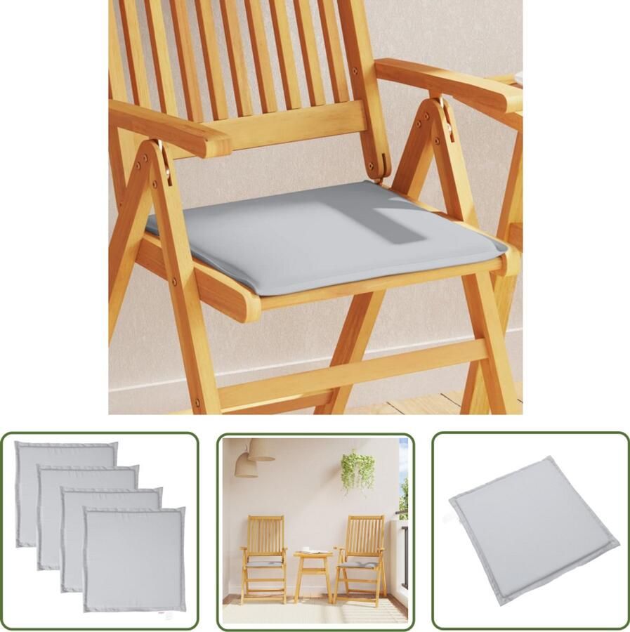 VidaXL Tuinzitkussens 4 stuks Vierkant Lichtgrijs Zitkussens Tuinstoel Outdoor Decoratie Buitenleven Patio Meubels