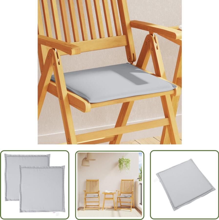 VidaXL Tuinzitkussens lichtgrijs 45x45x2 cm 2 stuks Tuinstoel Kussentjes Zitkussens Tuin Outdoor Kussens Watervast Kussen Grijs Kussen