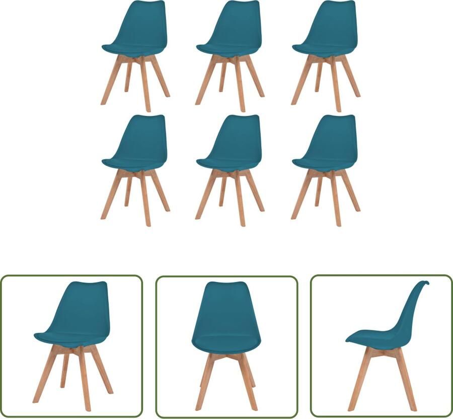 The Living Store Eetkamerstoelen Turquoise Kunststof Beukenhout Rubberwood 48x53x83 cm Eetkamerstoelen Turkoois Meubels Salontafel Dining Chairs Turqoise Furniture - Foto 2