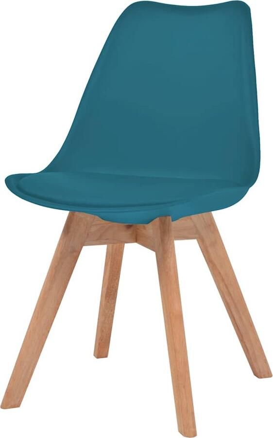 The Living Store Eetkamerstoelen 48 x 53 x 83 cm turquoise kunststof beukenhout rubberwood 100% polyurethaan 110 kg Eetkamerstoelen Turkoois Meubels Comfortabele Stoelen Salontafel Dining Chairs - Foto 4