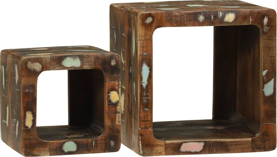 VidaXL TV Eenheid met plank 2 pcs Multikleur massief gerecycled hout