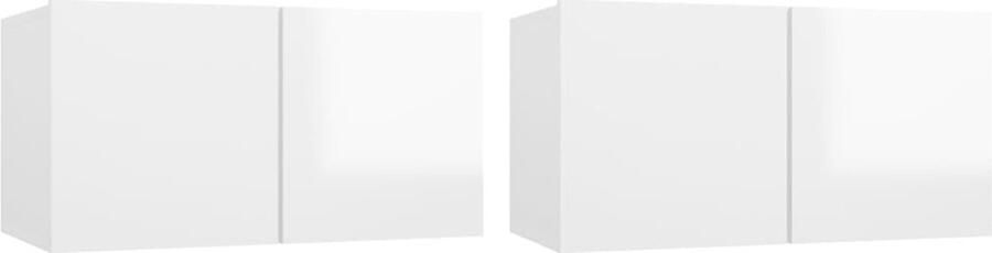 VidaXL TV-hangkasten Hoogglans wit 2 stuks Tv Meubel Tv Kast Wandmontage Houten Tv Kast Witte Tv Kast Living Room Meubilair Media Kast
