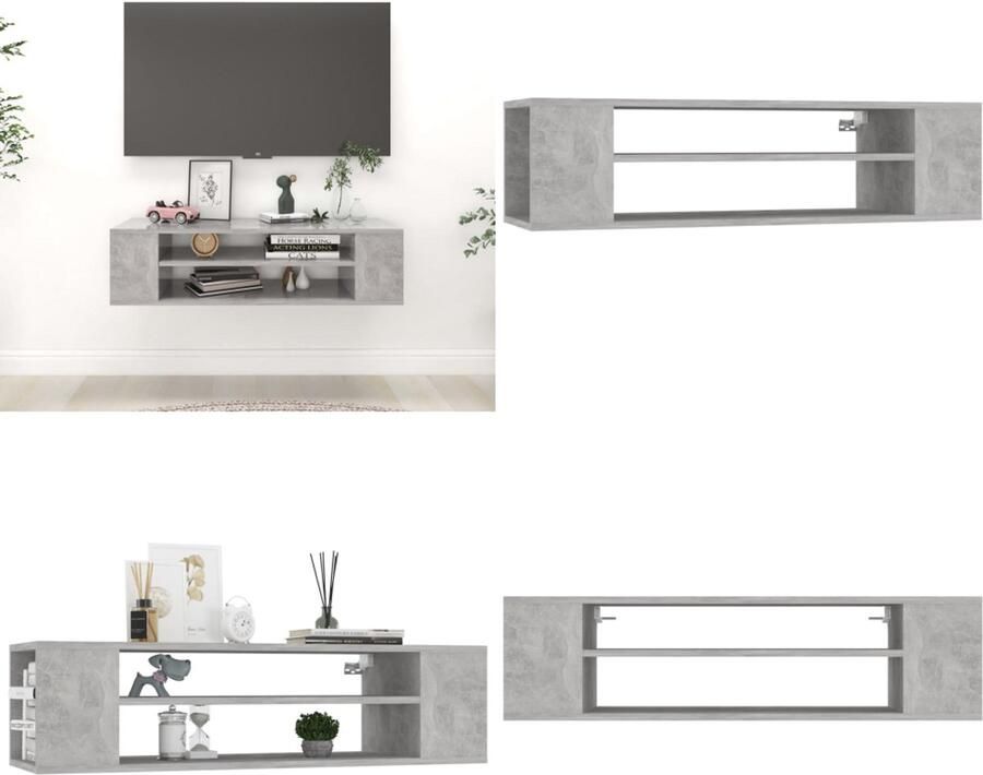VidaXL Tv-hangmeubel 100x30x26 5 cm bewerkt hout betongrijs Tv-kast Tv-kasten Televisiekast Televisiekasten