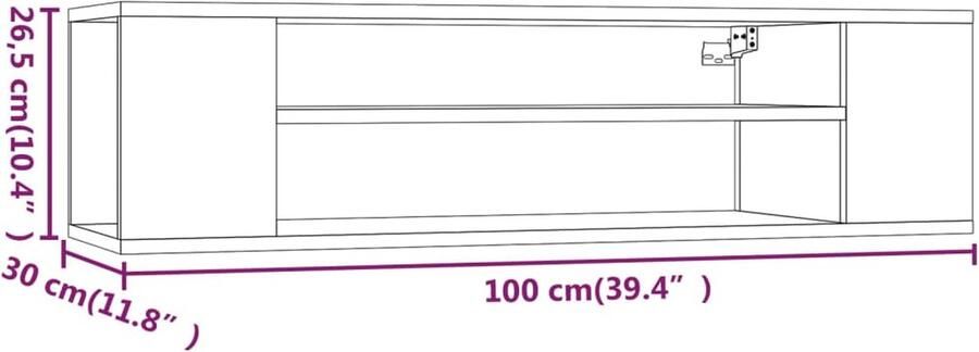VidaXL -Tv-hangmeubel-100x30x26 5-cm-bewerkt-hout-bruineikenkleurig - Foto 4