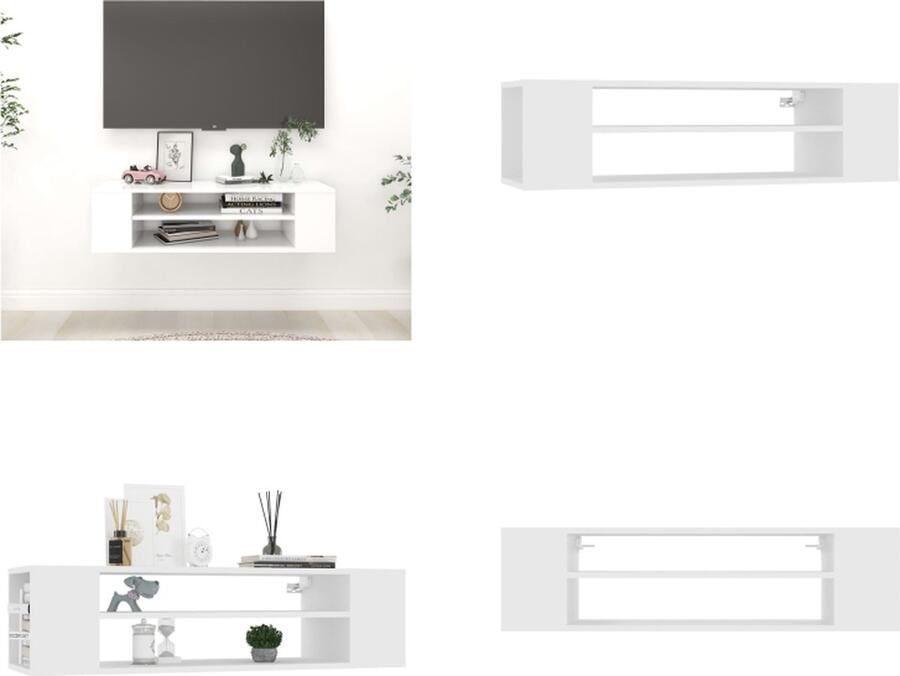 VidaXL Tv-hangmeubel 100x30x26 5 cm bewerkt hout wit Tv-kast Tv-kasten Televisiekast Televisiekasten