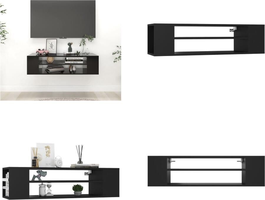 VidaXL Tv-hangmeubel 100x30x26 5 cm bewerkt hout zwart Tv-kast Tv-kasten Televisiekast Televisiekasten