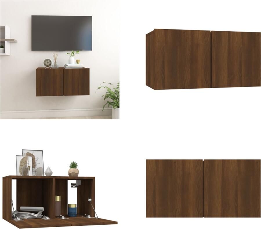 VidaXL Tv-hangmeubel 60x30x30 cm bewerkt hout bruineikenkleurig Tv-kast Tv-kasten Tv-meubel Hifi-meubel