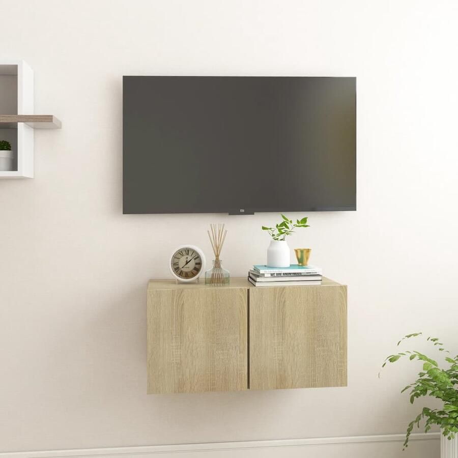 VidaXL Tv-hangmeubel Sonoma eiken 60x30x30 cm Tv-meubel Wandmeubel Houten Meubilair Sonora Eiken Bruine Meubelen - Foto 2