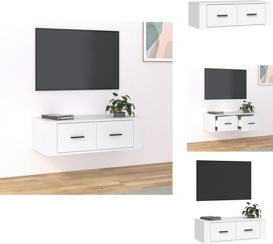 VidaXL -Tv-hangmeubel-80x36x25-cm-bewerkt-hout-wit - Foto 2
