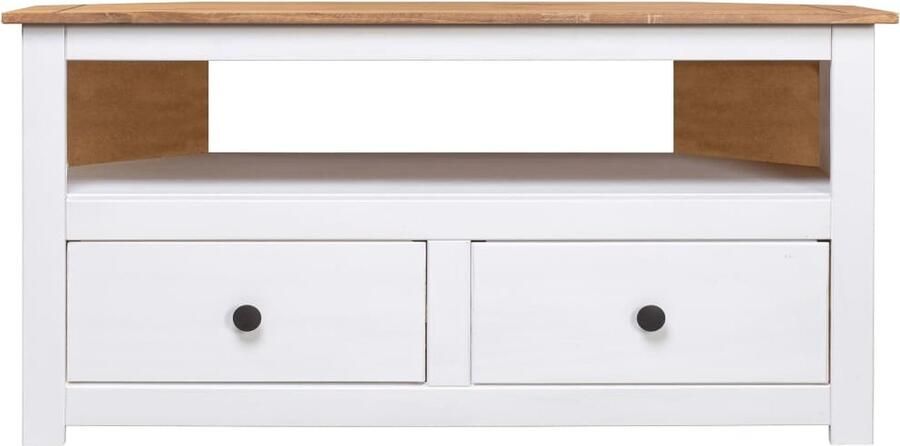 VidaXL Tv-hoekkast massief grenenhout wit Tv Kasten Hoekkasten Houten Meubelen Grenoble Houtsoort Wit Meubilair Salon Meubil