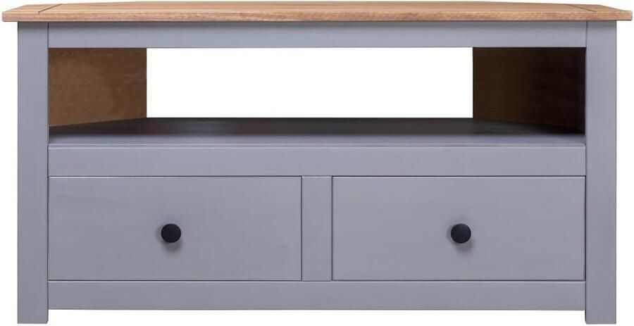 VidaXL -Tv-hoekkast-Panama-Range-93x49x49-cm-massief-grenenhout-grijs - Foto 3