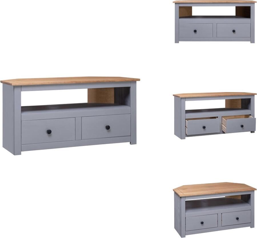 VidaXL Tv-hoekkast Tv-hoekkasten Tv-kast Tv-kasten Tv-hoekkast Panama Range 93x49x49 cm massief grenenhout grijs