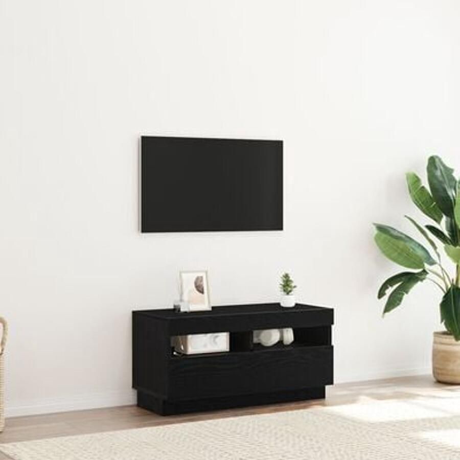 VidaXL TV-kast met LED-verlichting Zwart Eiken 100x35x40 cm Bewerkt Hout - Foto 2