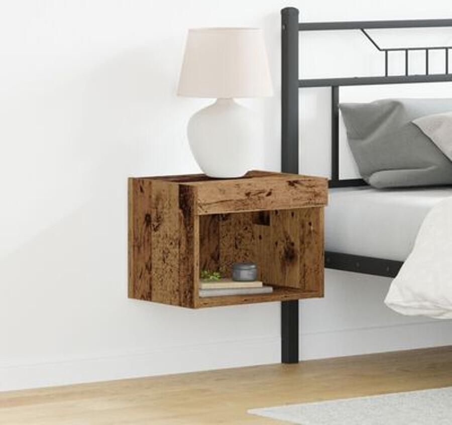 VidaXL Wandkasten met LED-verlichting 2 stuks Oude Hout 40x30x30 cm