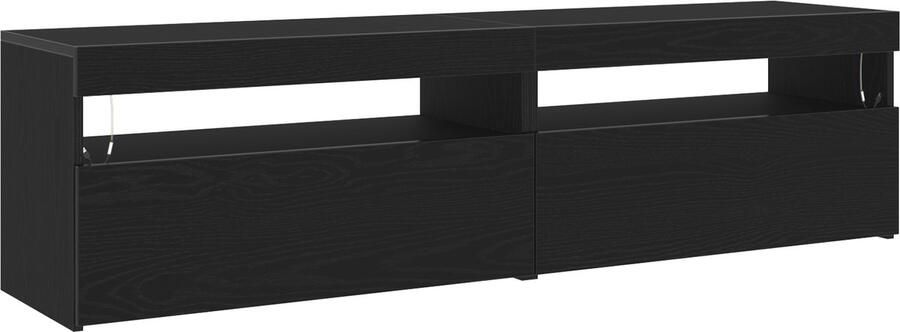 VidaXL TV Cabinets met LED Lights 2 stuks Zwart Eiken 75x35x40 cm Geengineerd Hout