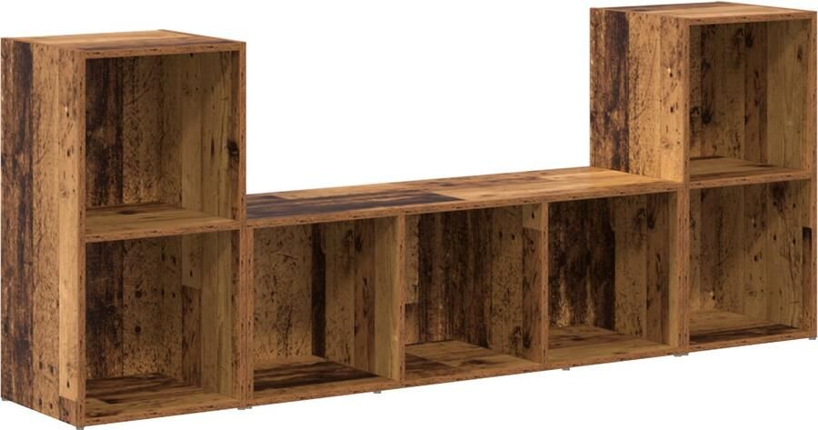 VidaXL TV Kast met opslag 3 pcs Bruin 107 x 35 x 37 cm Bewerkt hout