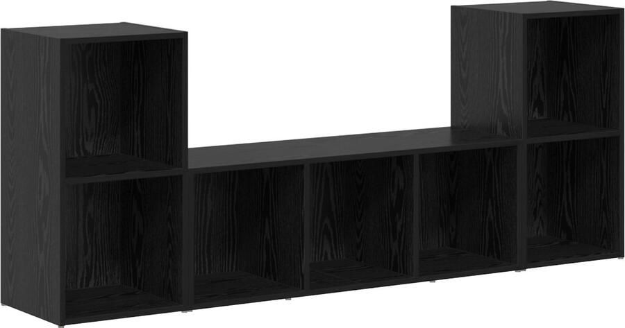 VidaXL TV Kast met opslag 3 pcs Zwart 107 x 35 x 37 cm Bewerkt hout