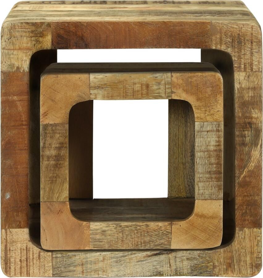 VidaXL TV Eenheid 2 pcs Bruin 36 x 30 x 36 cm Massief ruw mangohout - Foto 2