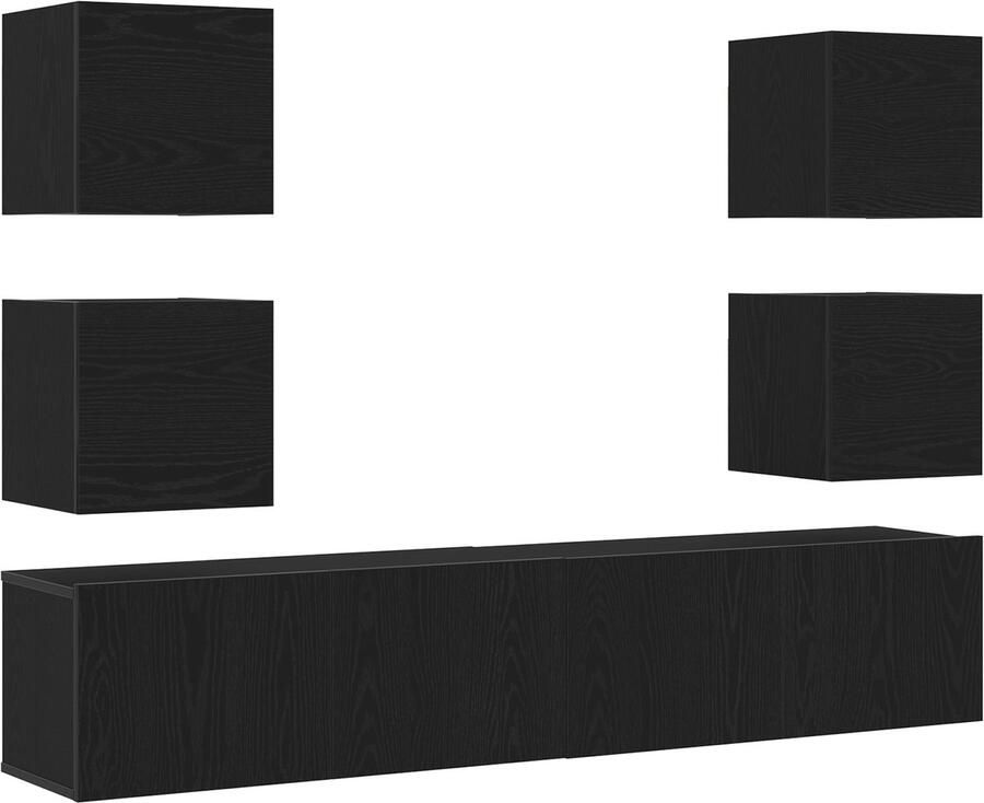 VidaXL 6-delige tv-kastset zwart eiken geënginieerd hout