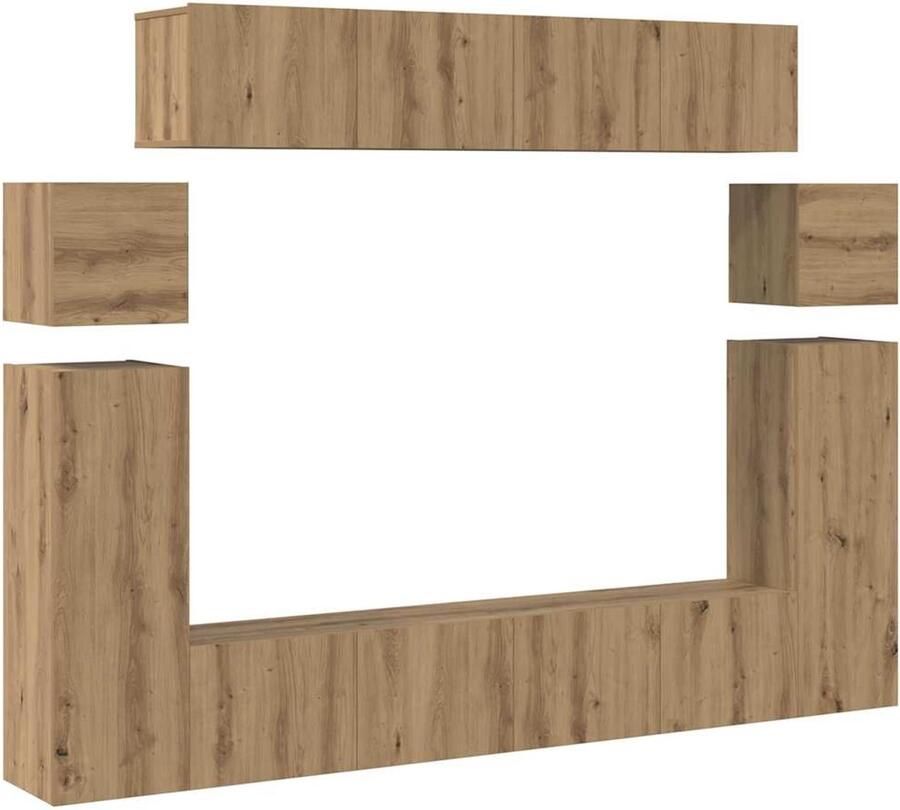 VidaXL TV Kast 8 pcs Bruin 30.5 x 30 x 90 cm Bewerkt hout