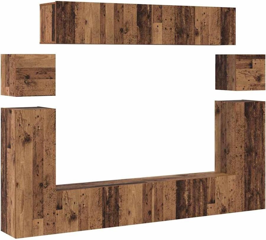 VidaXL TV Kast 8 pcs Bruin 30.5 x 30 x 90 cm Bewerkt hout