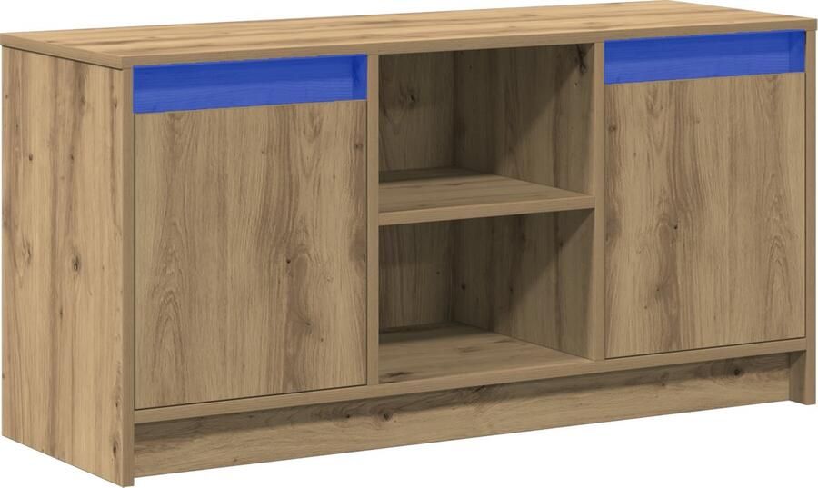VidaXL Tv-kast met LED-verlichting in Artisan Eik 100x34x50 cm gemaakt van samengesteld hout