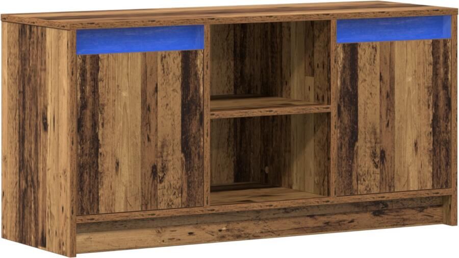 VidaXL TV Kast met LED Verlichting Oude Hout 100x34x50 cm in Bewerkt Hout