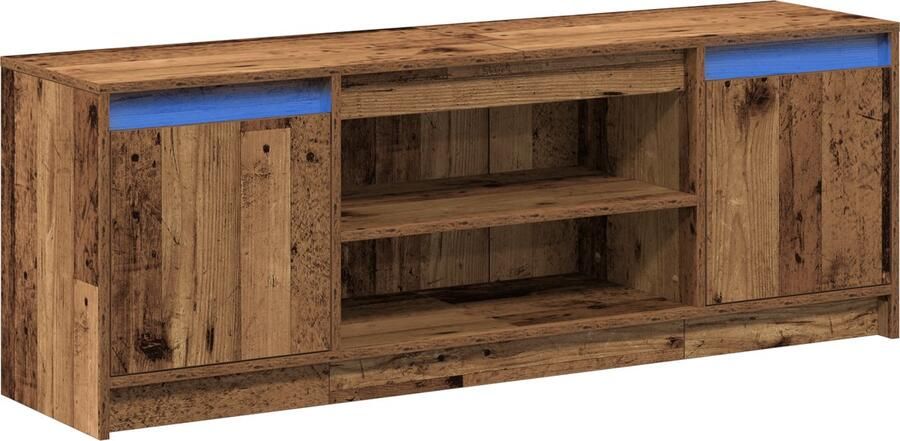 VidaXL TV Kast met LED Vintage Hout 139 5x34x50 cm Gemaakt van Geperst Hout