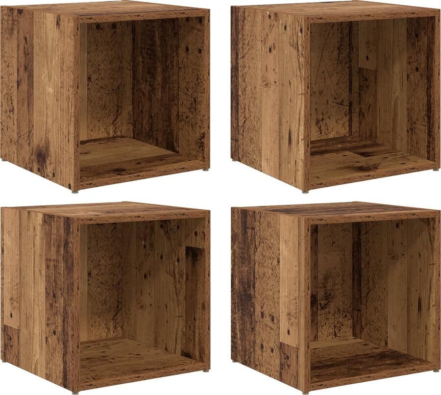 VidaXL TV-kasten 4 stuks Oud Hout 37 x 35 x 37 cm Geengineerd Hout