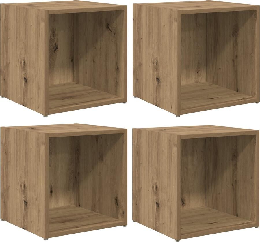 VidaXL Massief Eiken TV Kasten Set van 4 Massief Eiken Bewerkt Hout