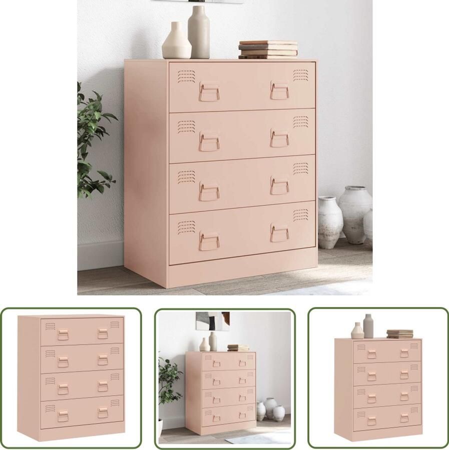 VidaXL Dressoir 67x39x83 cm staal roze Dressoir Tv-kast Roestvrijstalen Dressoir Metalen Dressoir Zwarte Dressoir