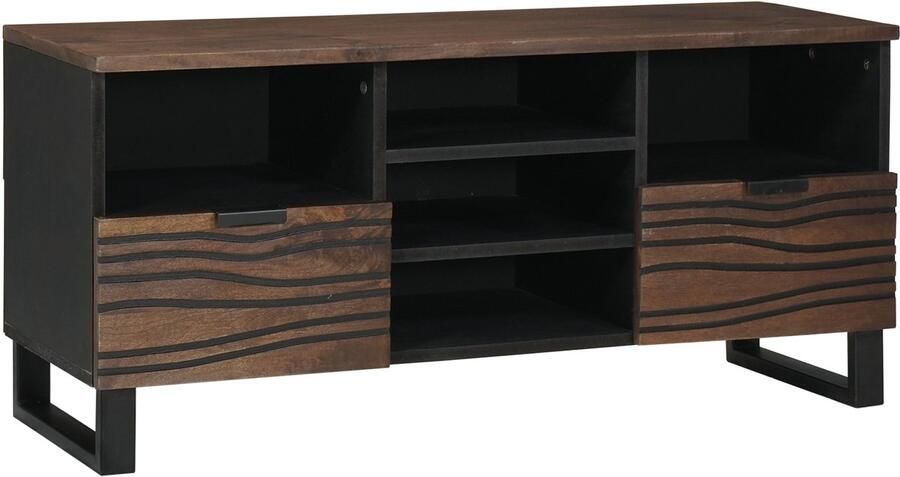 VidaXL TV-kast met lade Bruin 100 x 33 x 46 cm massief mangohout - Foto 2