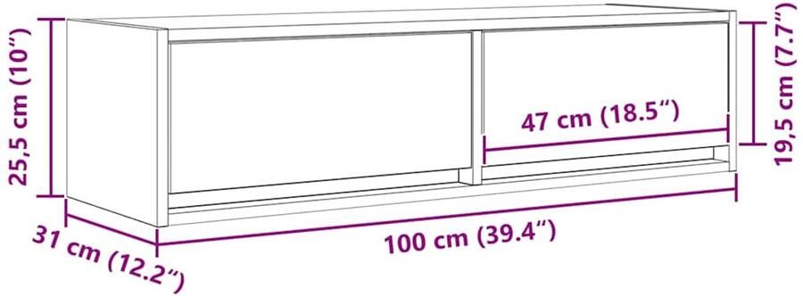VidaXL TV Kast met lade Gerookt eiken 100 x 31 x 25 5 cm Bewerkt hout - Foto 2