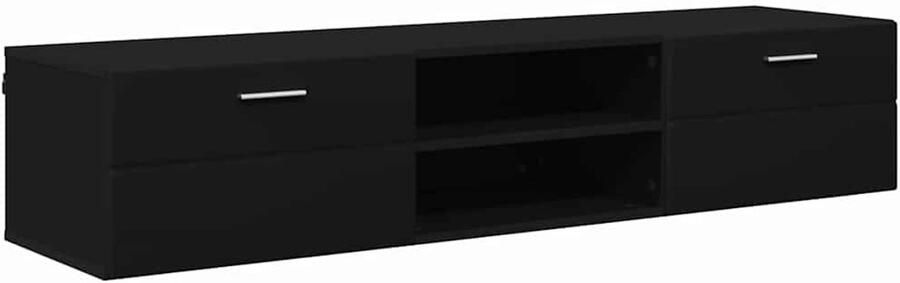 VidaXL TV Kast met lade met plank Zwart 150 x 39 x 30 cm Bewerkt hout