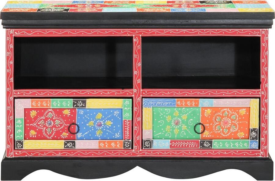 VidaXL TV Kast met lade Multikleur 80 x 35 x 50 cm Massief mangohout
