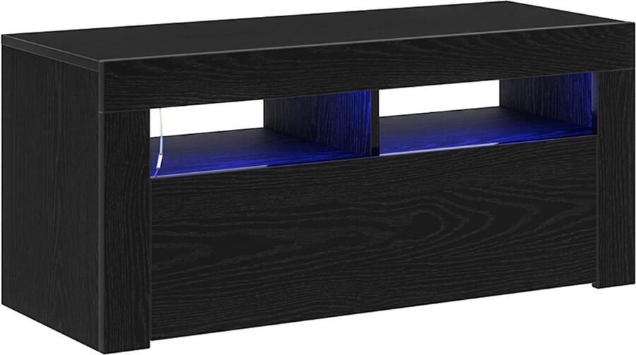 VidaXL TV-meubel met LED-verlichting Zwart Eiken 90x39x30 cm Geengineerd Hout - Foto 3