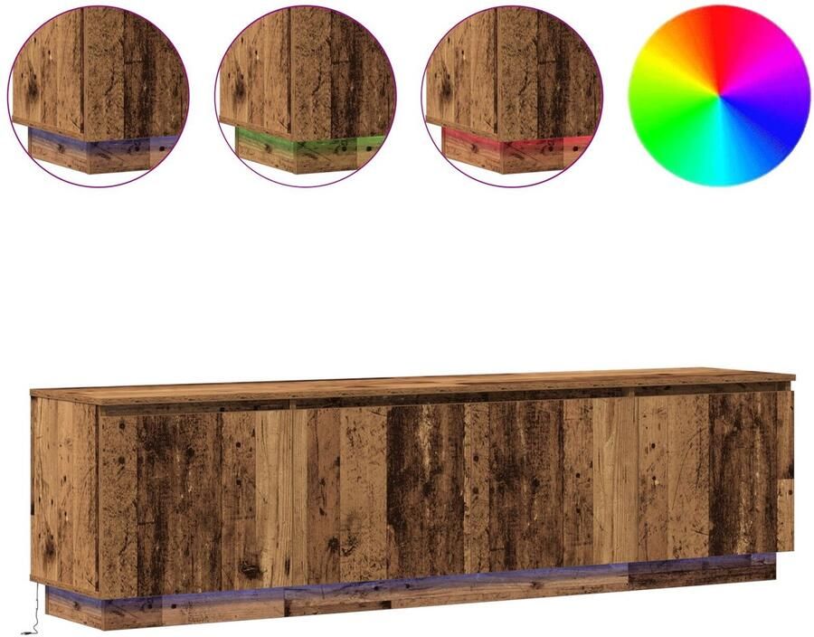 VidaXL TV-kast met LED Oud hout 180 x 38 x 49 cm Bewerkt hout