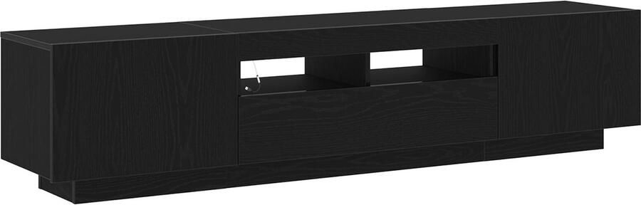 VidaXL TV-kast met LED-verlichting Zwart Eiken 180x35x40 cm Bewerkt hout