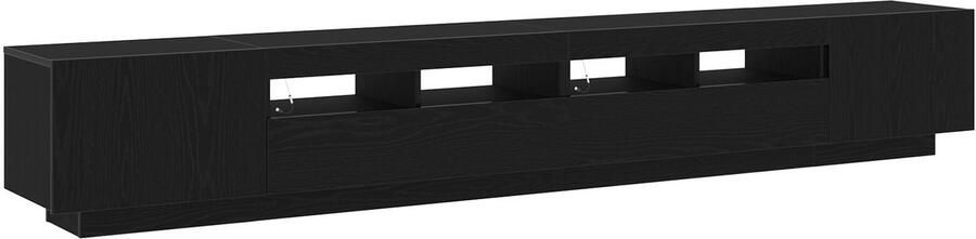 VidaXL TV-kast met LED-verlichting Zwart Eiken 260x35x40 cm Behandeld Hout