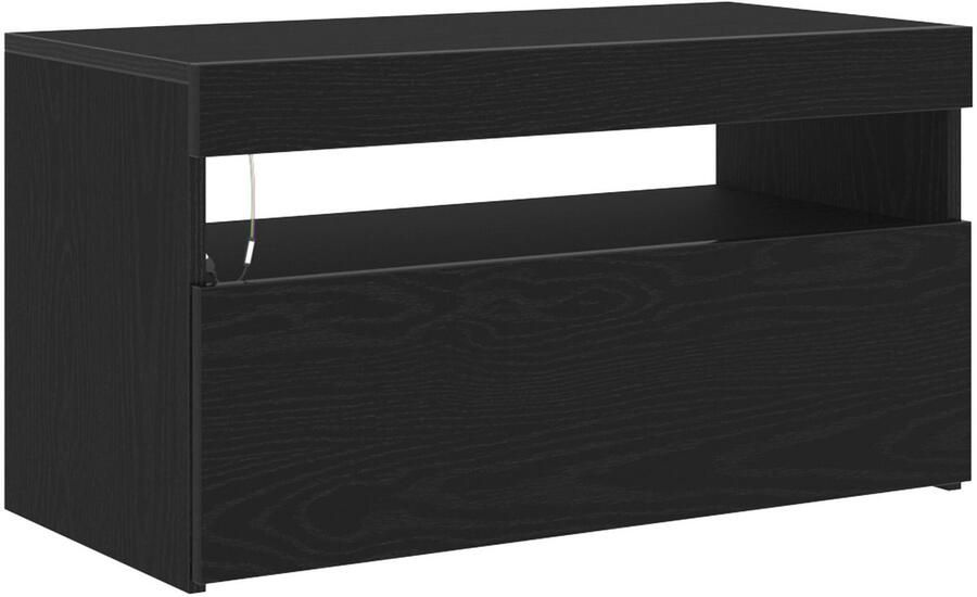 VidaXL TV-kast met LED-verlichting Zwart Eiken 75x35x40 cm Bewerkt Hout - Foto 3